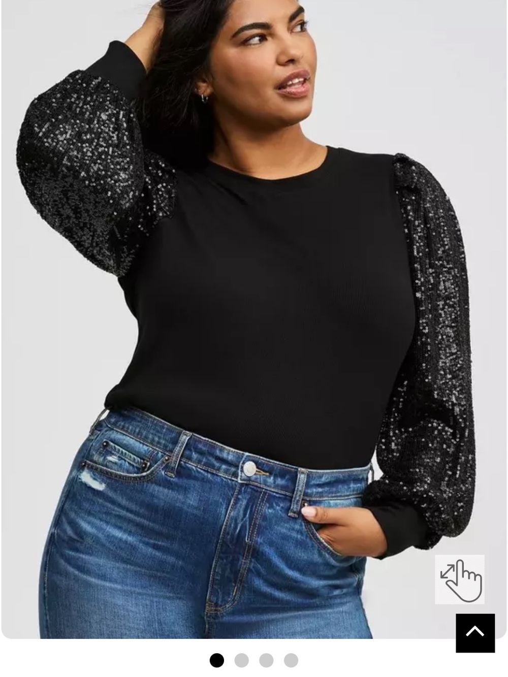 torrid Black Sequin Puff Sleeve Sweatshirt